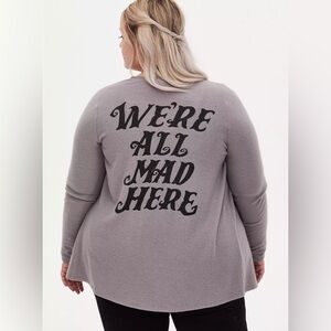 Torrid | Disney Alice In Wonderland Cheshire Cat Grey Hacci Drape Front Cardigan
